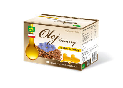 Olej lniany do diety dr Budwig 40 kaps. Pakiet 3+1